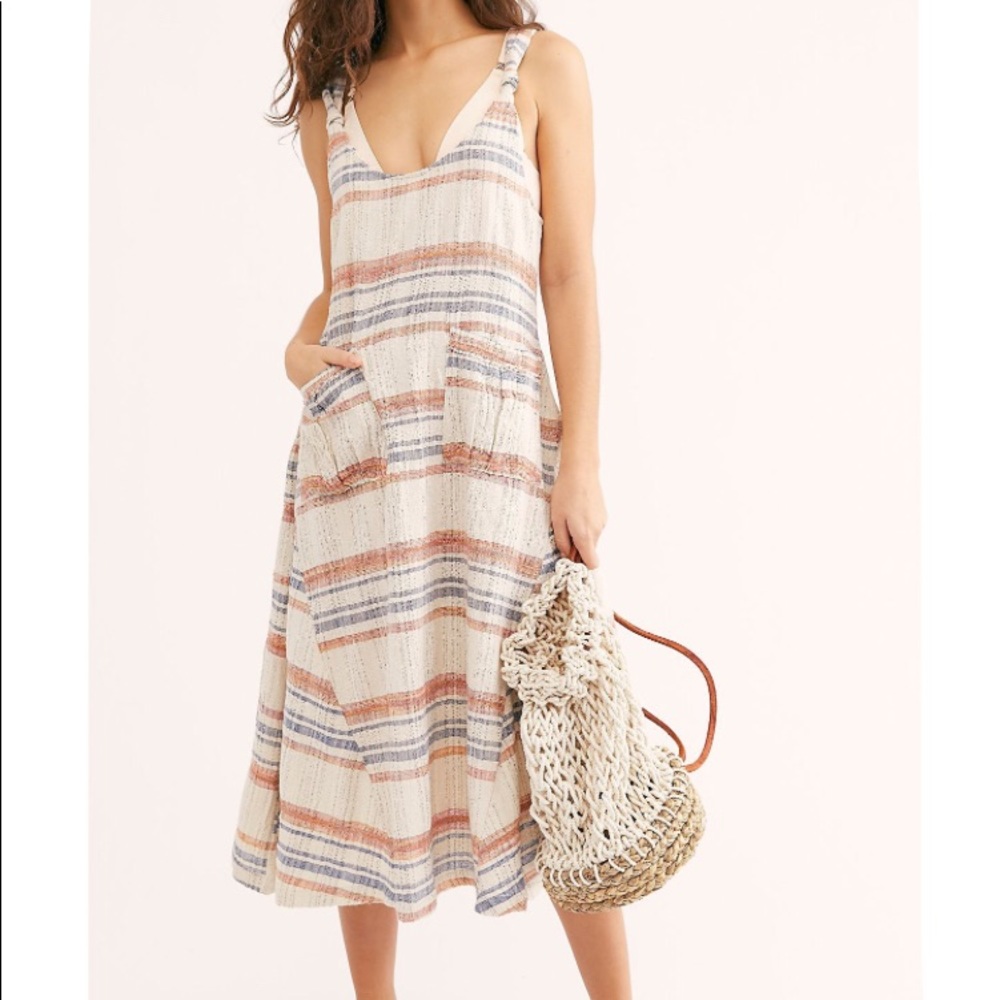 Free People Harper Striped Maxi Dress in Natural